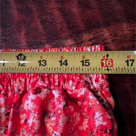 Vintage-Inspired Floral Tiered Maxi Skirt Orange Elastic Waist XL - Picture 6 of 8